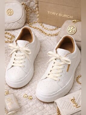 Ladybug Tory Burch White and Cream Women's Sneakers